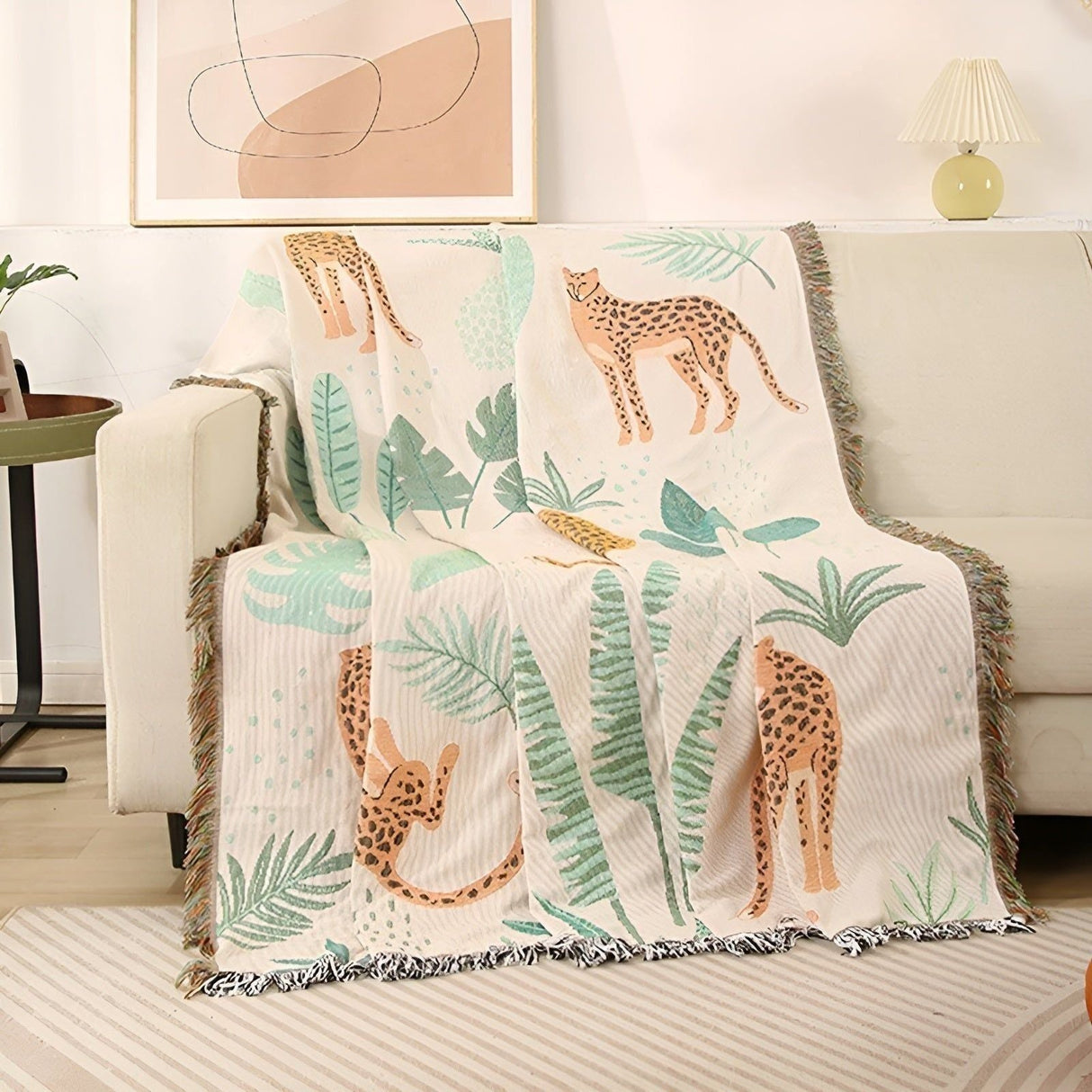 LeopardLuxe Blanket - Multifunktionell Leopard-överdragsteck med Cobertor-puffar Carvallo
