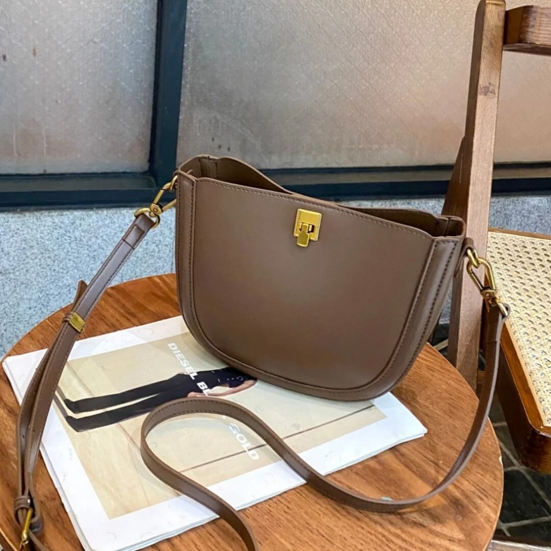 Saddlelux – Lyxig Mini Sadelväska i Äkta Läder-Cross Body Bags-BB-Hemnix