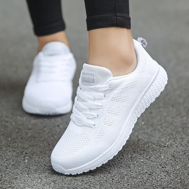 Andningsaktiva fritidssneakers för kvinnor-Hemnix-Vit-36-Hemnix
