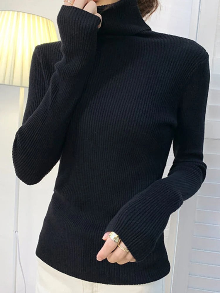 Kashmir Turtleneck Sweater för kvinnor-Hemnix-Svart-En storlek-Hemnix