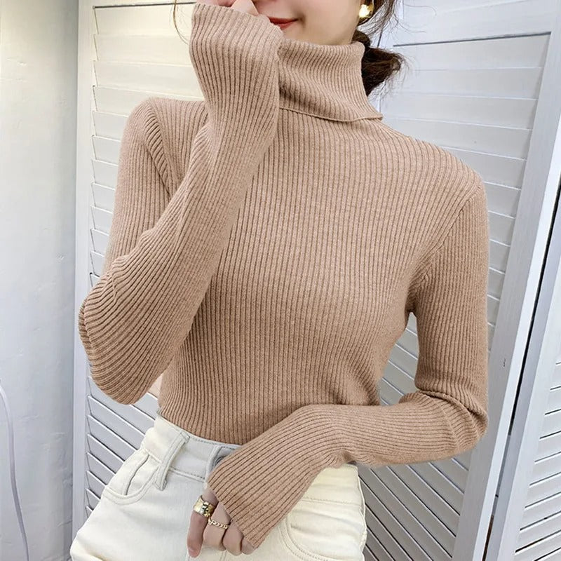 Kashmir Turtleneck Sweater för kvinnor-Hemnix-Khaki-En storlek-Hemnix
