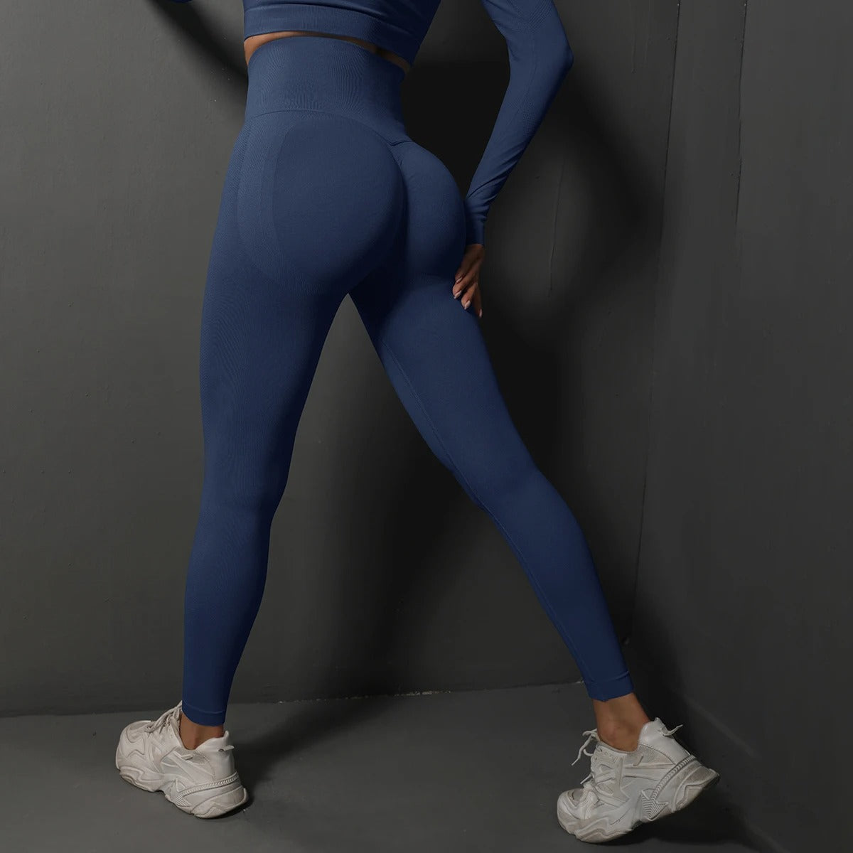 Sömlösa gymleggings för kvinnor-Bellasverige-Navy-S-Hemnix