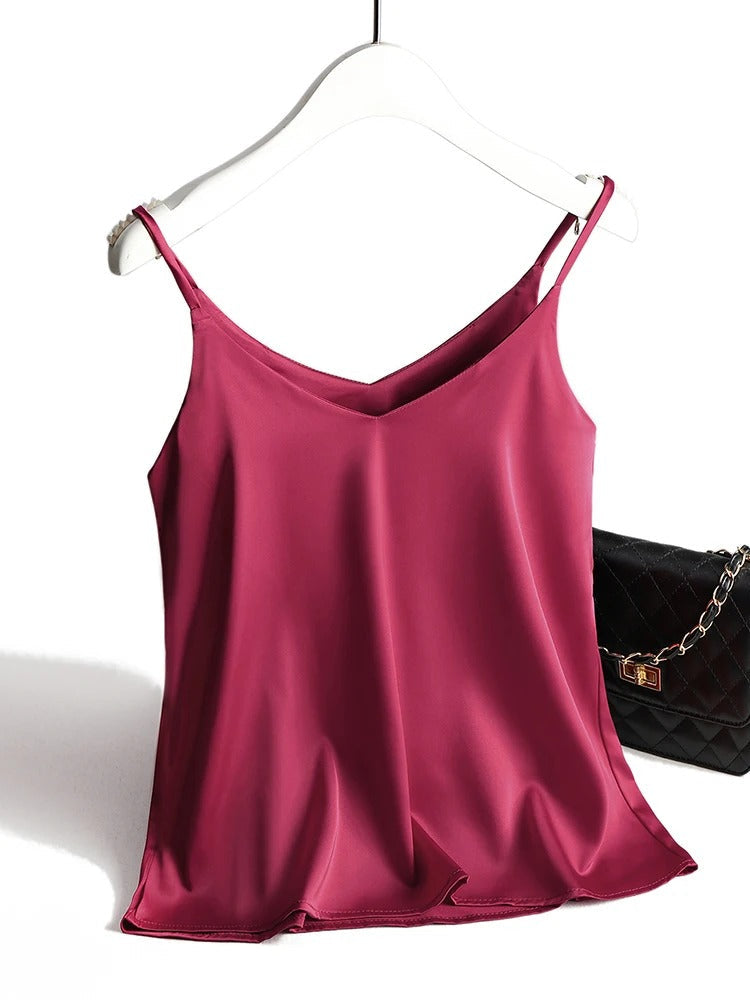 Satin Silk Tank Tops för kvinnor-Hemnix-Röd-S-Hemnix