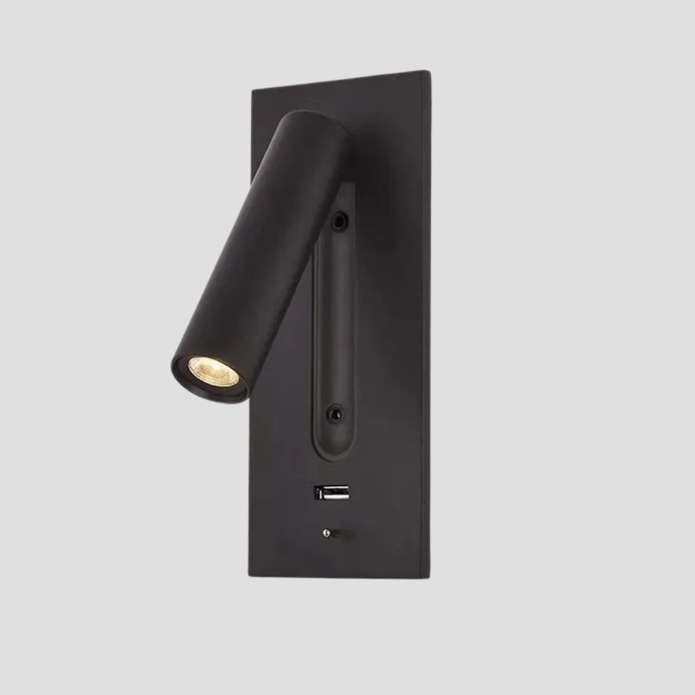 Justerbar USB-laddningsvägglampa med 350° rotation – Modern vägglampa för nattduksbord och hotellanvändning Carvallo
