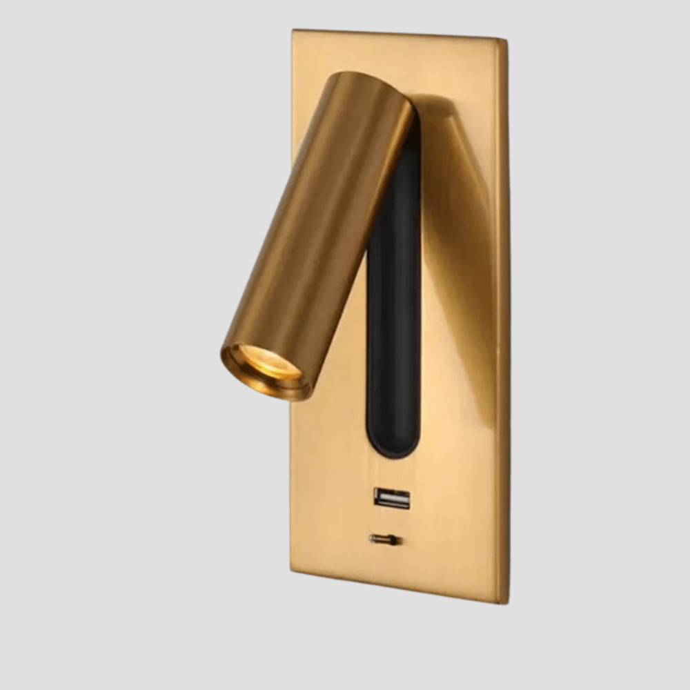 Justerbar USB-laddningsvägglampa med 350° rotation – Modern vägglampa för nattduksbord och hotellanvändning Carvallo
