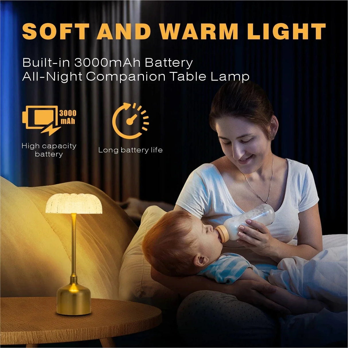 Trådlös LED-Bordslampa Med Touchkontroll – Laddningsbar - Dimmbar - 3 Belysningslägen - Elegant Metalldesign - Bärbar Nattlampa Carvallo