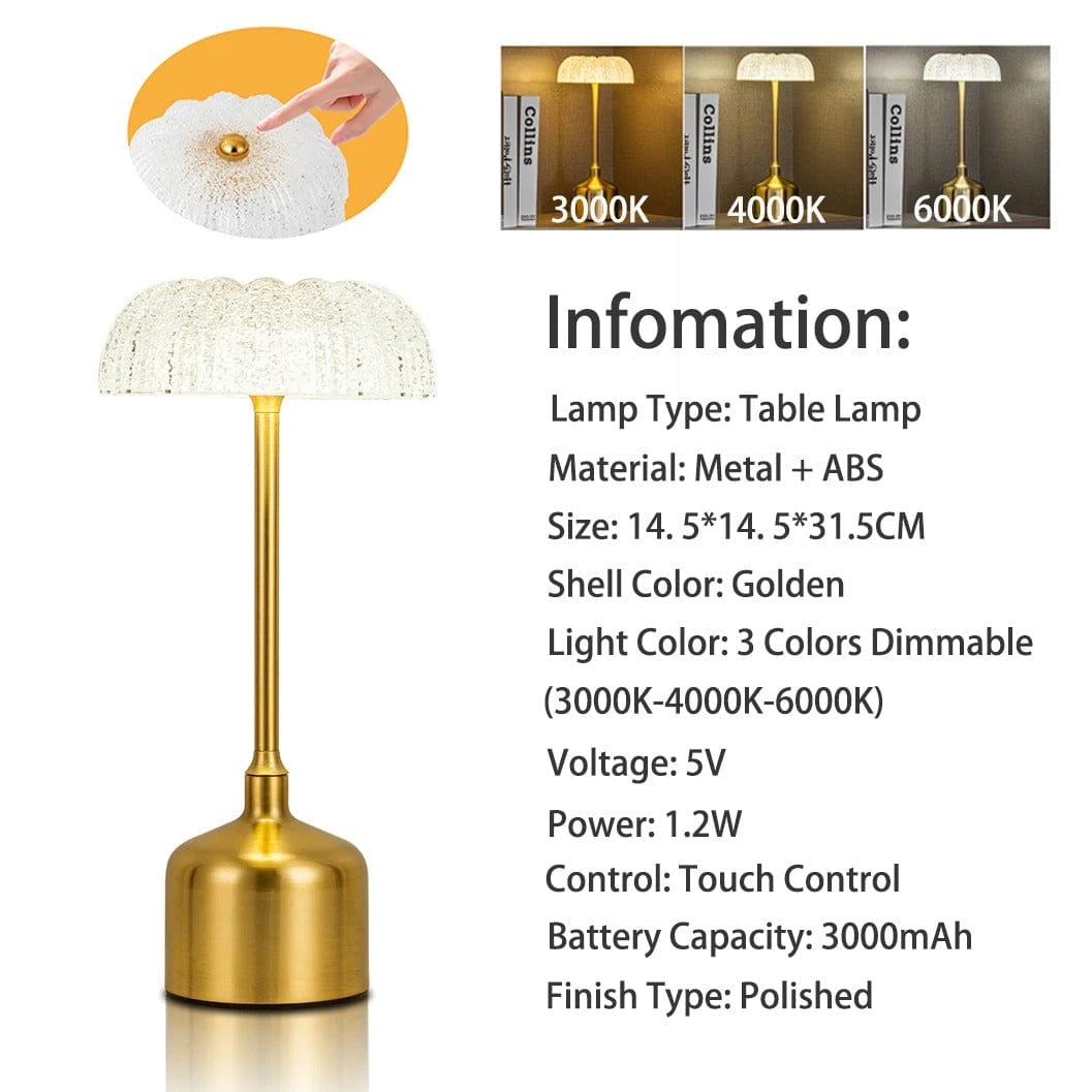 Trådlös LED-Bordslampa Med Touchkontroll – Laddningsbar - Dimmbar - 3 Belysningslägen - Elegant Metalldesign - Bärbar Nattlampa Carvallo