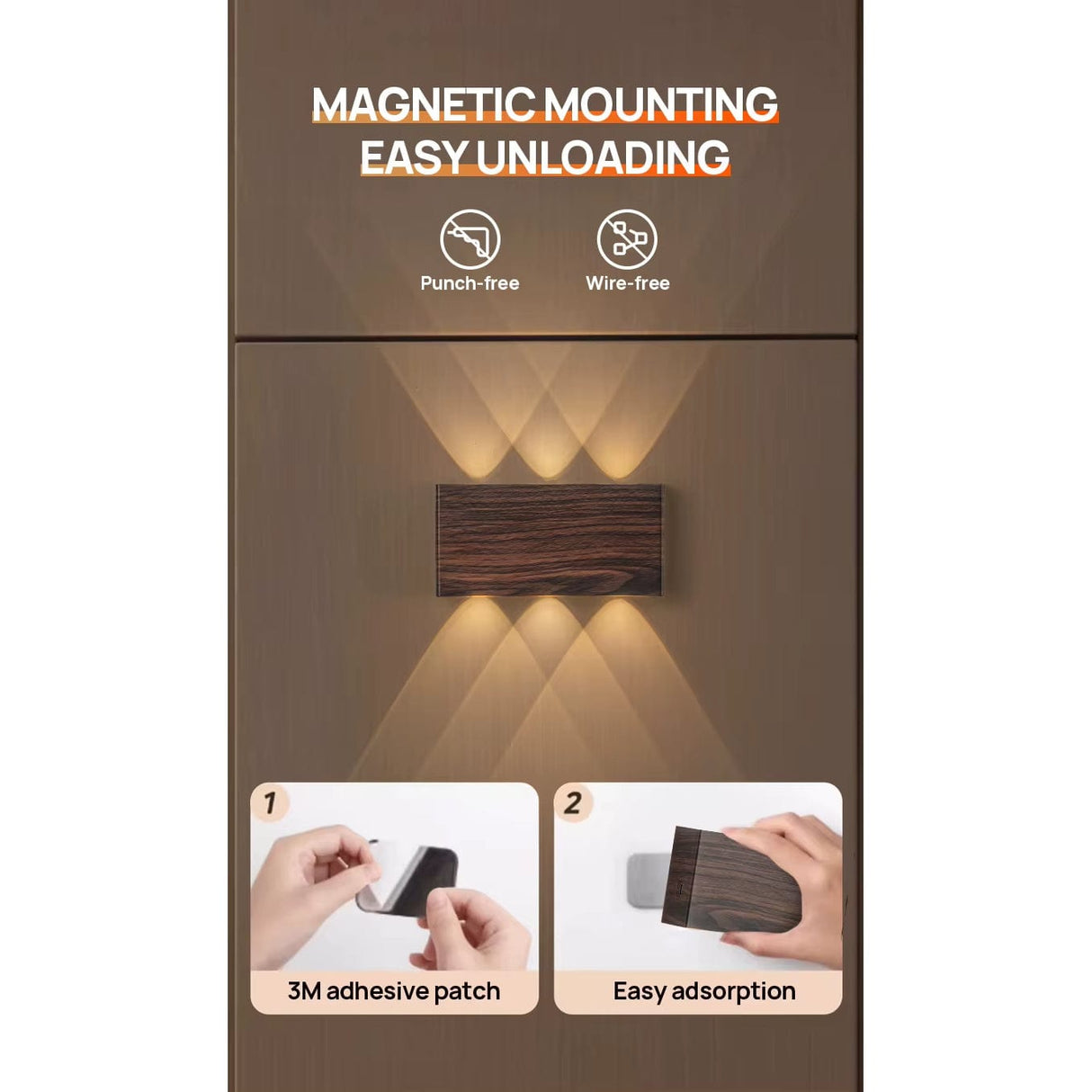 Trådlös LED-vägglampa med touchkontroll – Uppladdningsbar - Dimbar - Minimalistisk design - Tre färgtemperaturer - Inomhusbruk Carvallo