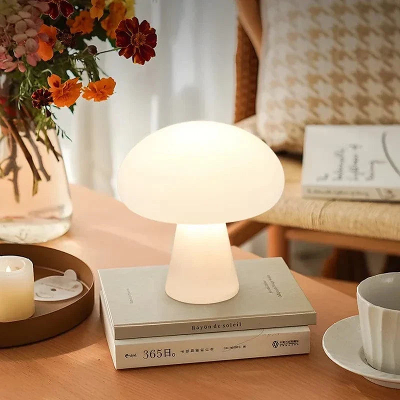 Dimbar Sladdlös Bordslampa - USB-Uppladdningsbar - Varm Vit Ljus - Modern Svamp Design - Kompakt Inomhusbelysning Carvallo