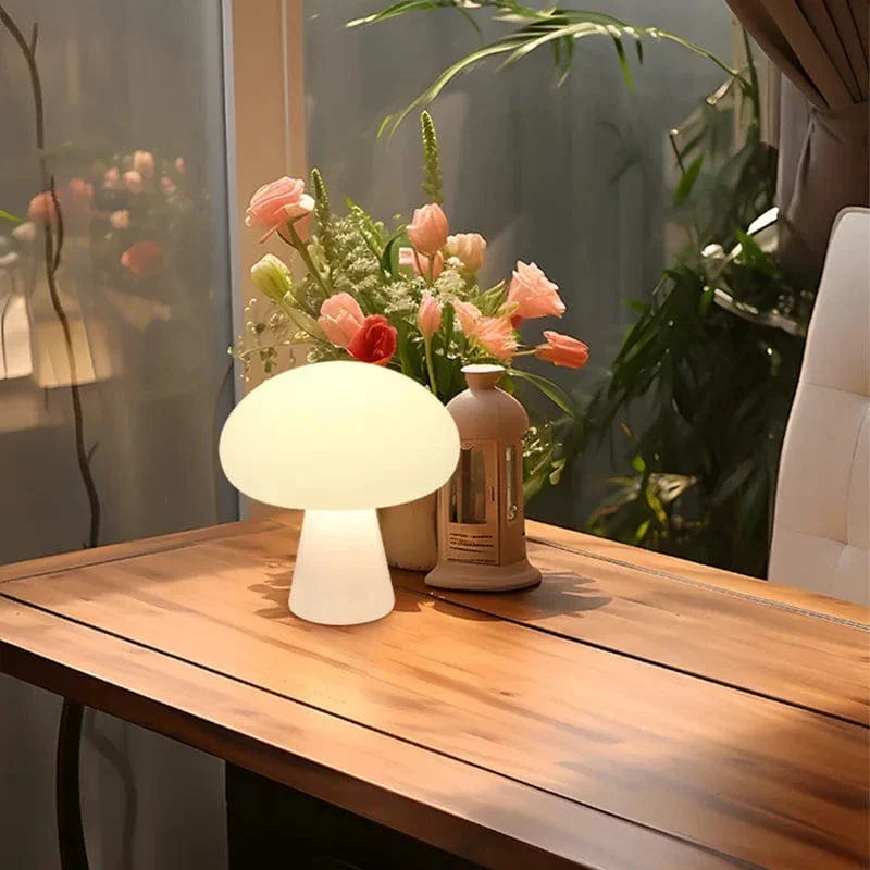 Dimbar Sladdlös Bordslampa - USB-Uppladdningsbar - Varm Vit Ljus - Modern Svamp Design - Kompakt Inomhusbelysning Carvallo