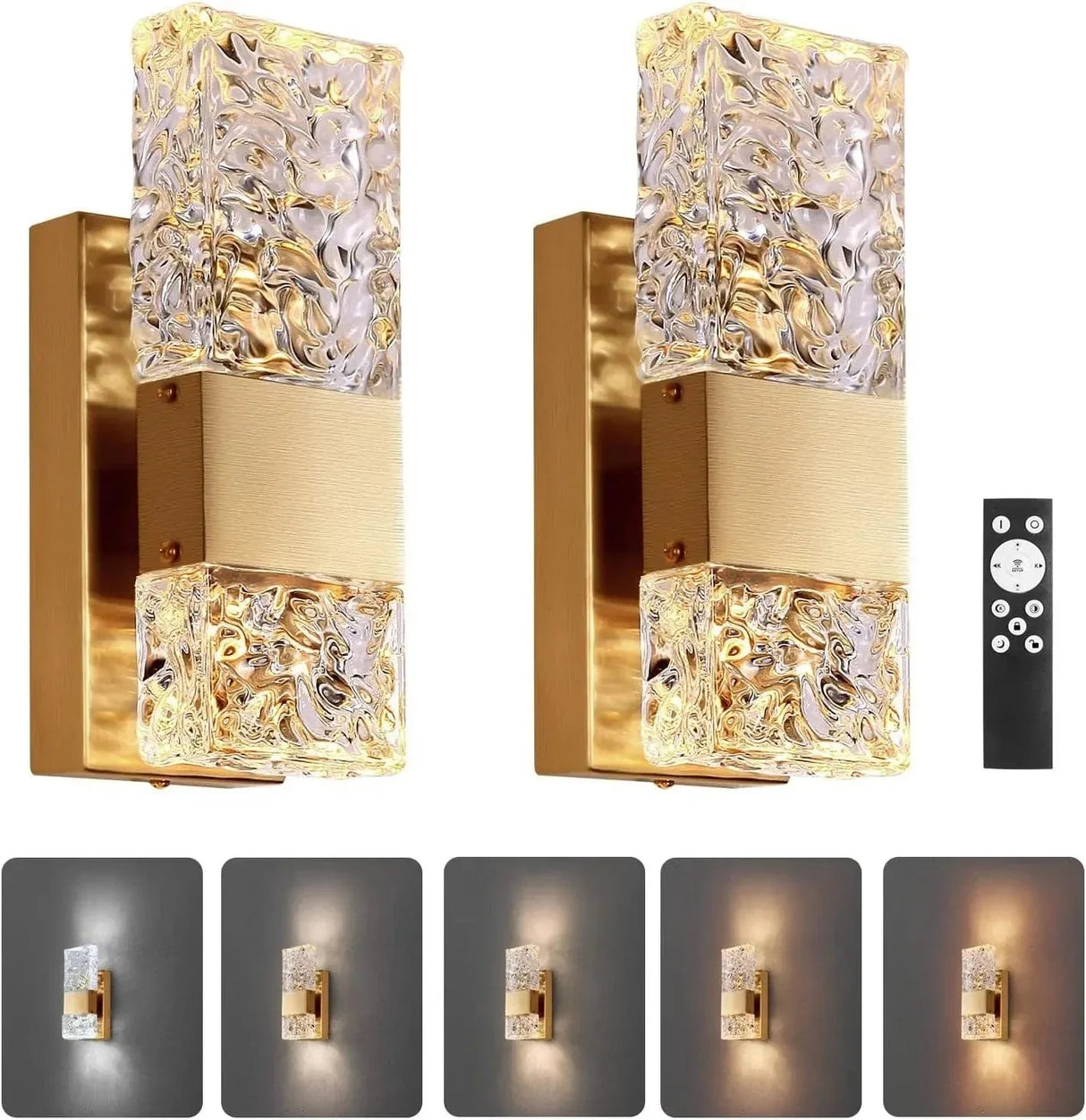 Dimbar LED Kristall Vägglampa med Fjärrkontroll, Justerbar 3000K-6000K för Badrum, Vardagsrum och Sovrum Sconces Carvallo