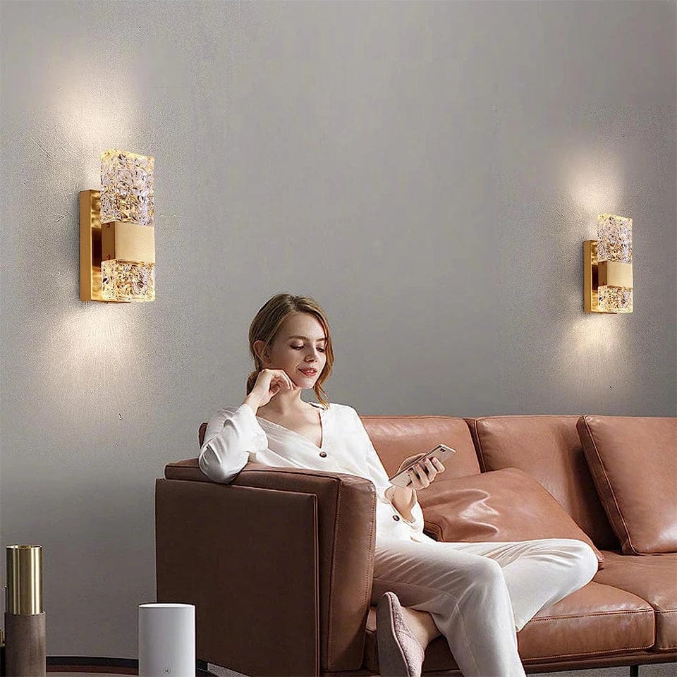 Dimbar LED Kristall Vägglampa med Fjärrkontroll, Justerbar 3000K-6000K för Badrum, Vardagsrum och Sovrum Sconces Carvallo