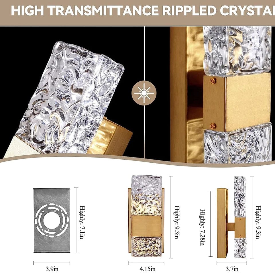 Dimbar LED Kristall Vägglampa med Fjärrkontroll, Justerbar 3000K-6000K för Badrum, Vardagsrum och Sovrum Sconces Carvallo