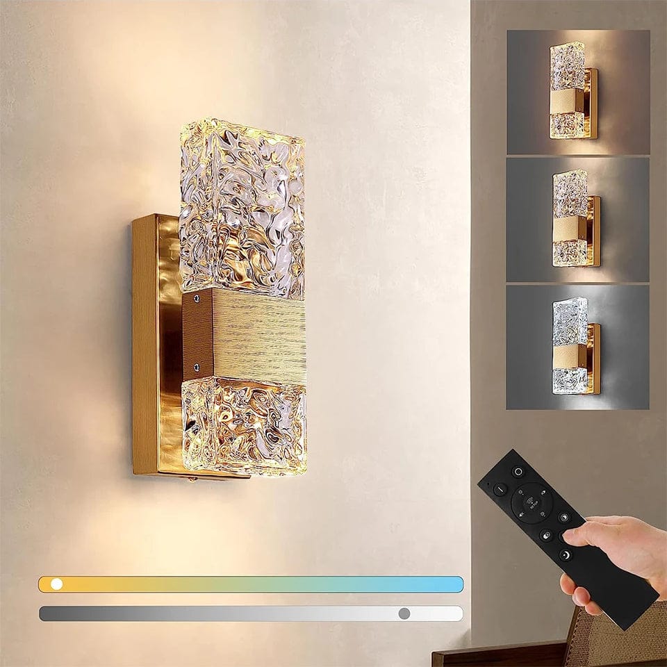 Dimbar LED Kristall Vägglampa med Fjärrkontroll, Justerbar 3000K-6000K för Badrum, Vardagsrum och Sovrum Sconces Carvallo
