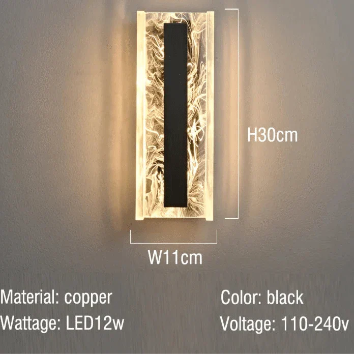 Dimbar LED Vägglampa, 12W Modern Akryl- och Kopparvägglampa för Vardagsrum och Sovrum Belysning Carvallo