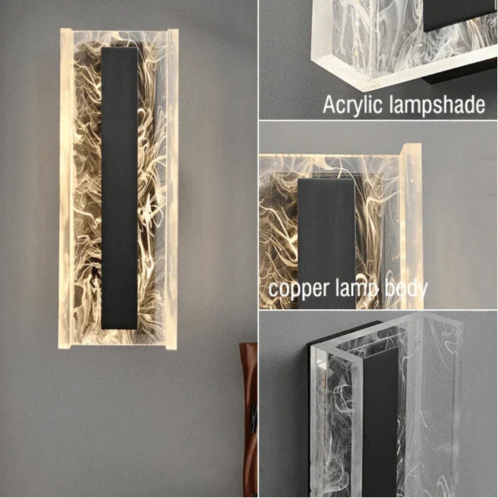 Dimbar LED Vägglampa, 12W Modern Akryl- och Kopparvägglampa för Vardagsrum och Sovrum Belysning Carvallo