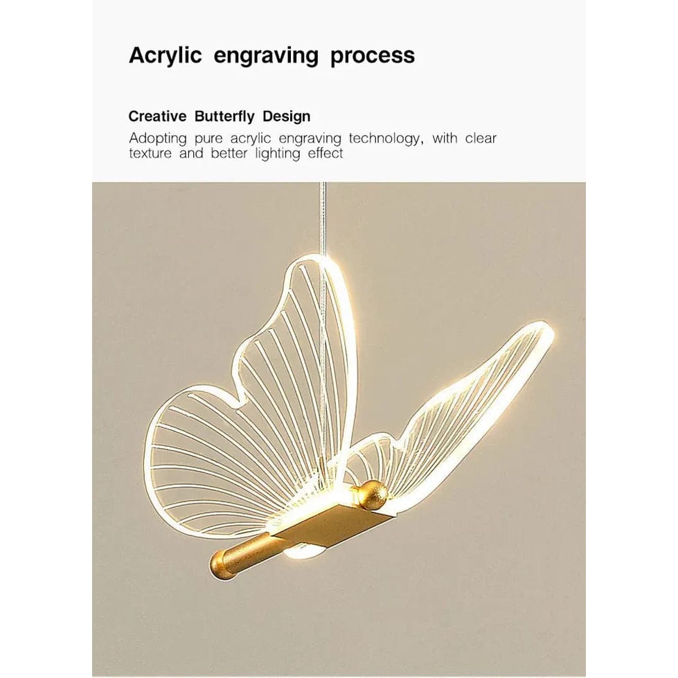 Gyllene LED Fjäril Hänglampa Carvallo