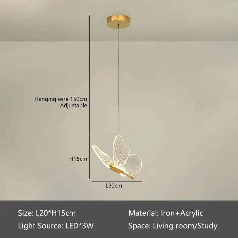 Gyllene LED Fjäril Hänglampa Carvallo