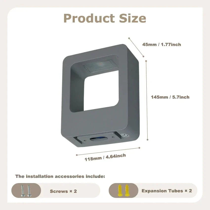 IP65 Vattentålig Utomhus Vägglampa – Modern Design - Upp- och Nedljusterande - Svart/Grå - Idealisk för Trädgårds- och Patio Belysning Carvallo