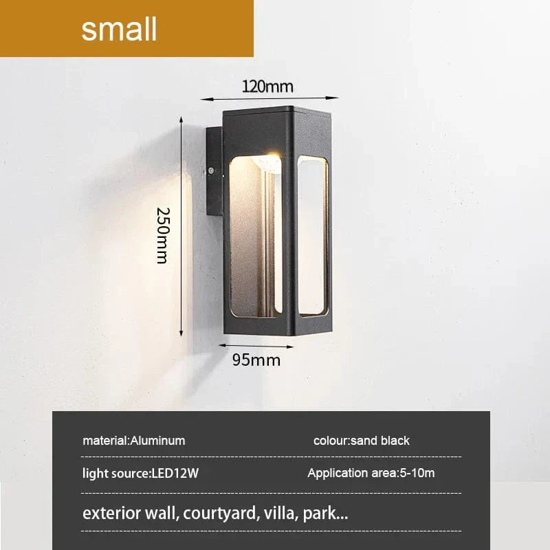 IP67 Vattentät 12W Svart Aluminium Utomhusvägglampa – Modern Utvändig Vägglampa för Trädgård och Veranda Carvallo