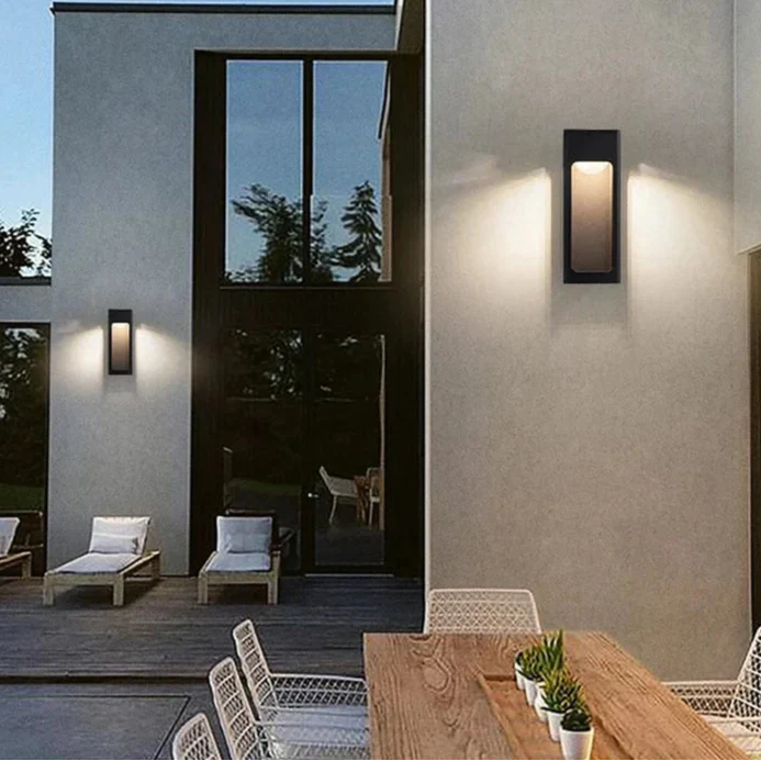 IP67 Vattentät 12W Svart Aluminium Utomhusvägglampa – Modern Utvändig Vägglampa för Trädgård och Veranda Carvallo