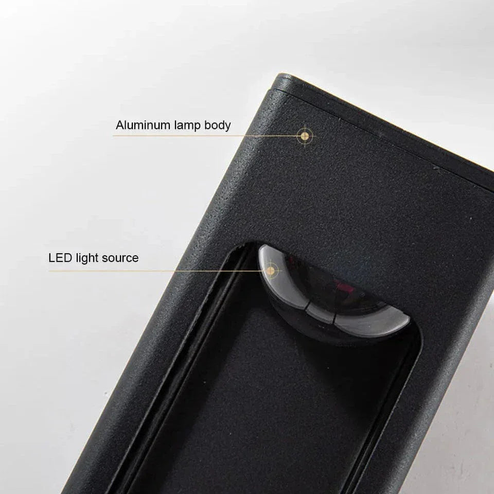 IP67 Vattentät 12W Svart Aluminium Utomhusvägglampa – Modern Utvändig Vägglampa för Trädgård och Veranda Carvallo