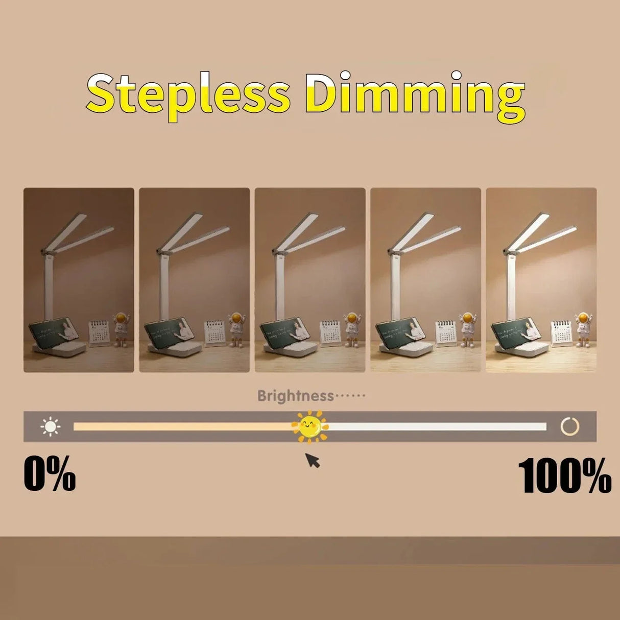 LED Skrivbordslampa - Trådlös - USB Uppladdningsbar - Dimbar - Fällbar Design - Ögonskydd - Finns i Flera Färger Carvallo