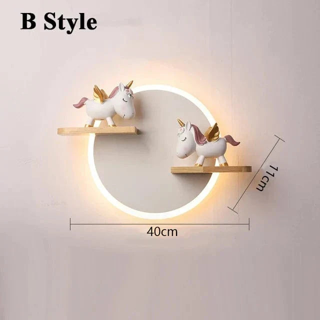 LED Vägglampa Med Unicorn Design – Vägghängd - Nattlampa - Keramik - Barnrum Dekoration - Varm Glöd - Färgglada Accenter Carvallo