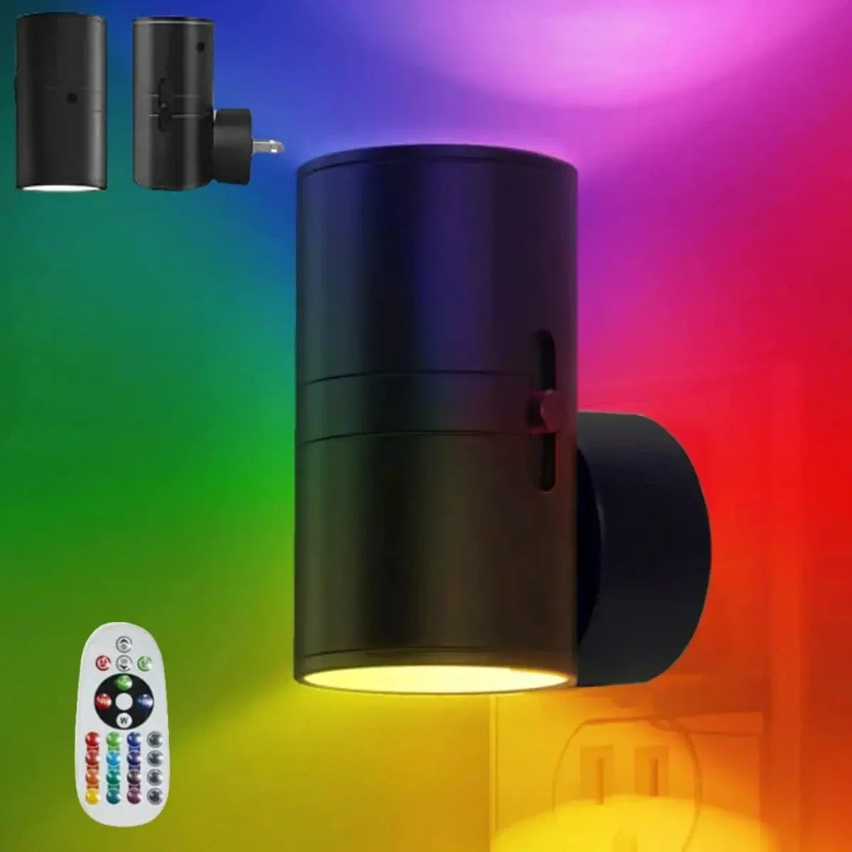 LED Vägg Nattlampa Med Plug-In Design – Sensoraktiverad - Fjärrkontroll - 16 Färgval - Idealisk För Sovrumsinredning Carvallo