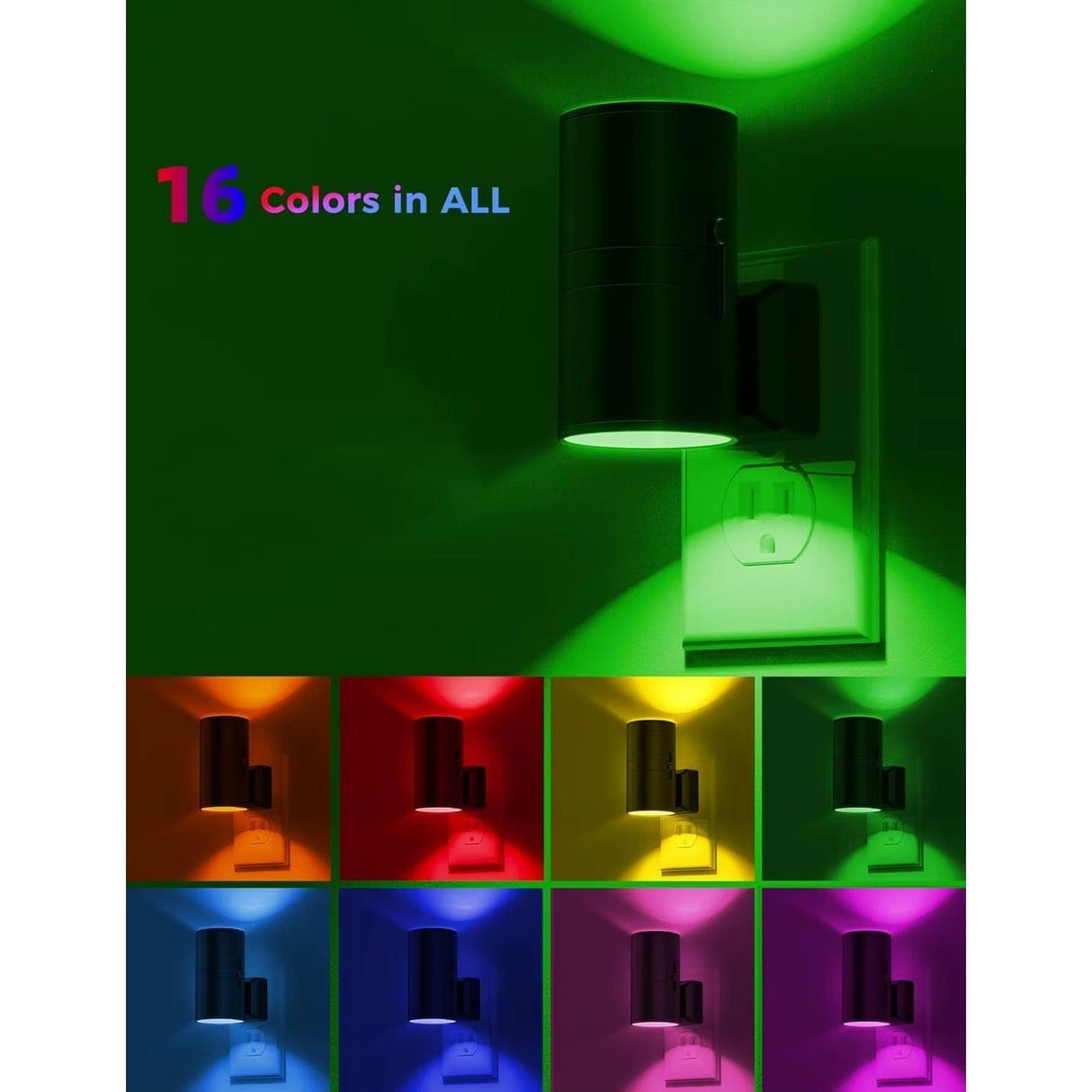 LED Vägg Nattlampa Med Plug-In Design – Sensoraktiverad - Fjärrkontroll - 16 Färgval - Idealisk För Sovrumsinredning Carvallo