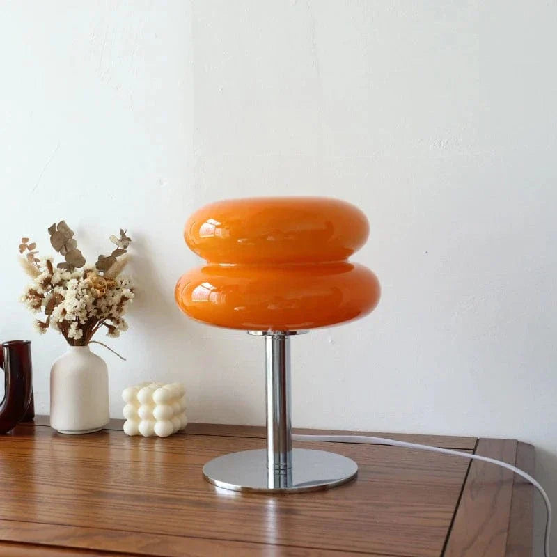 Macaron Glas Bordslampa - Med sladd - Trikromatisk dimning - Ögonskydd - Modern design - Stilig sovrumslampa - E27 lampa kompatibel Carvallo