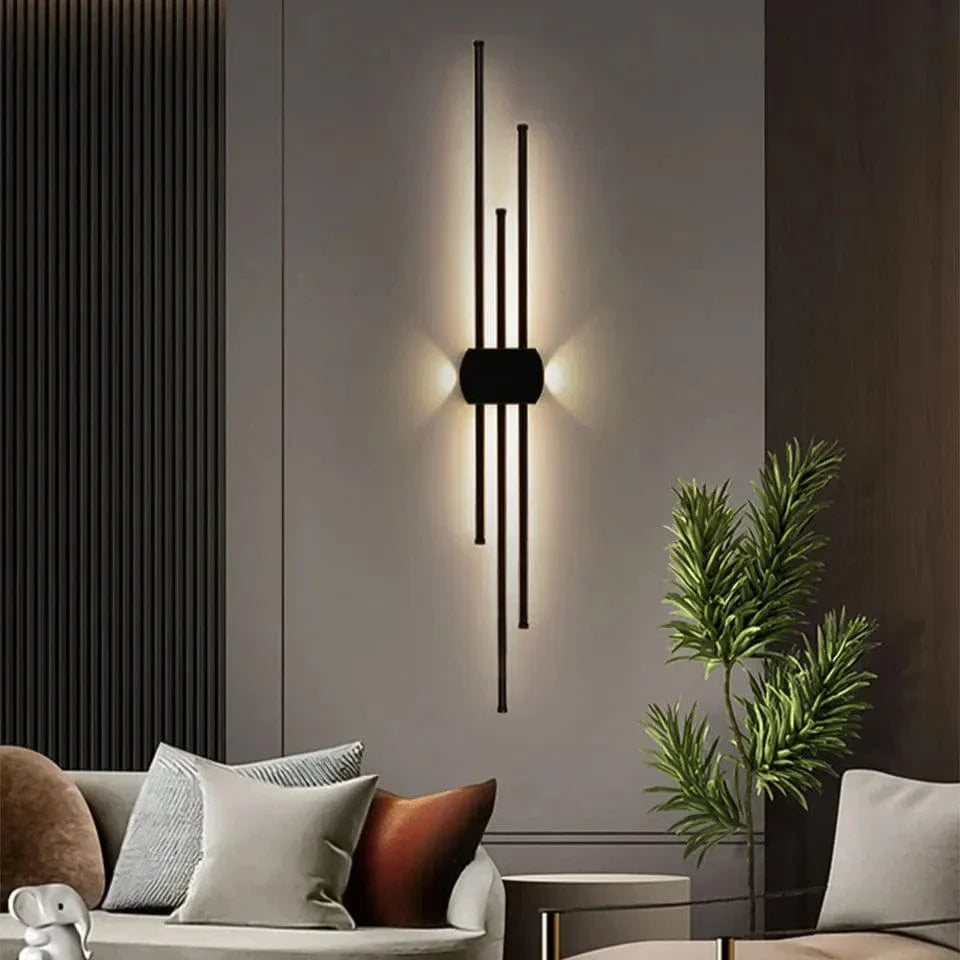 Minimalistisk LED Vägglampa – Modern Svart Järn Sconcelampa för Vardagsrum och Sovrum, Justerbara Höjdalternativ Carvallo
