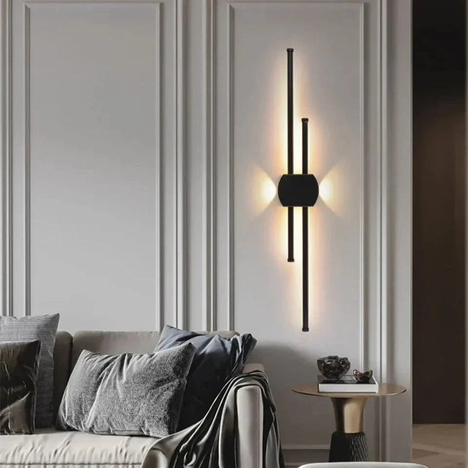Minimalistisk LED Vägglampa – Modern Svart Järn Sconcelampa för Vardagsrum och Sovrum, Justerbara Höjdalternativ Carvallo