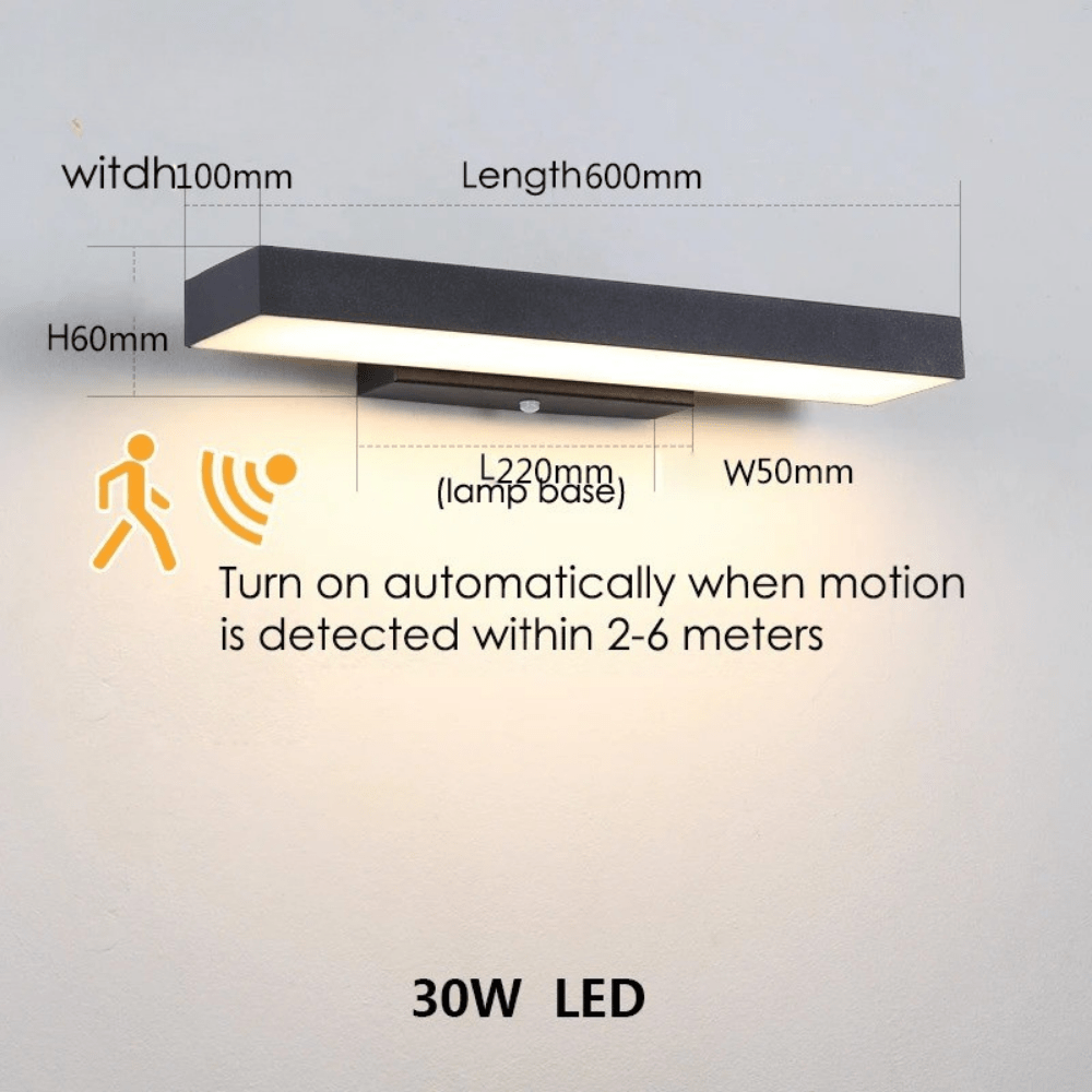 Moderna svarta LED utomhusvägglampor med rörelsesensor och skymning-till-gryning-funktion - Väderbeständig sconce för entré och garage Carvallo