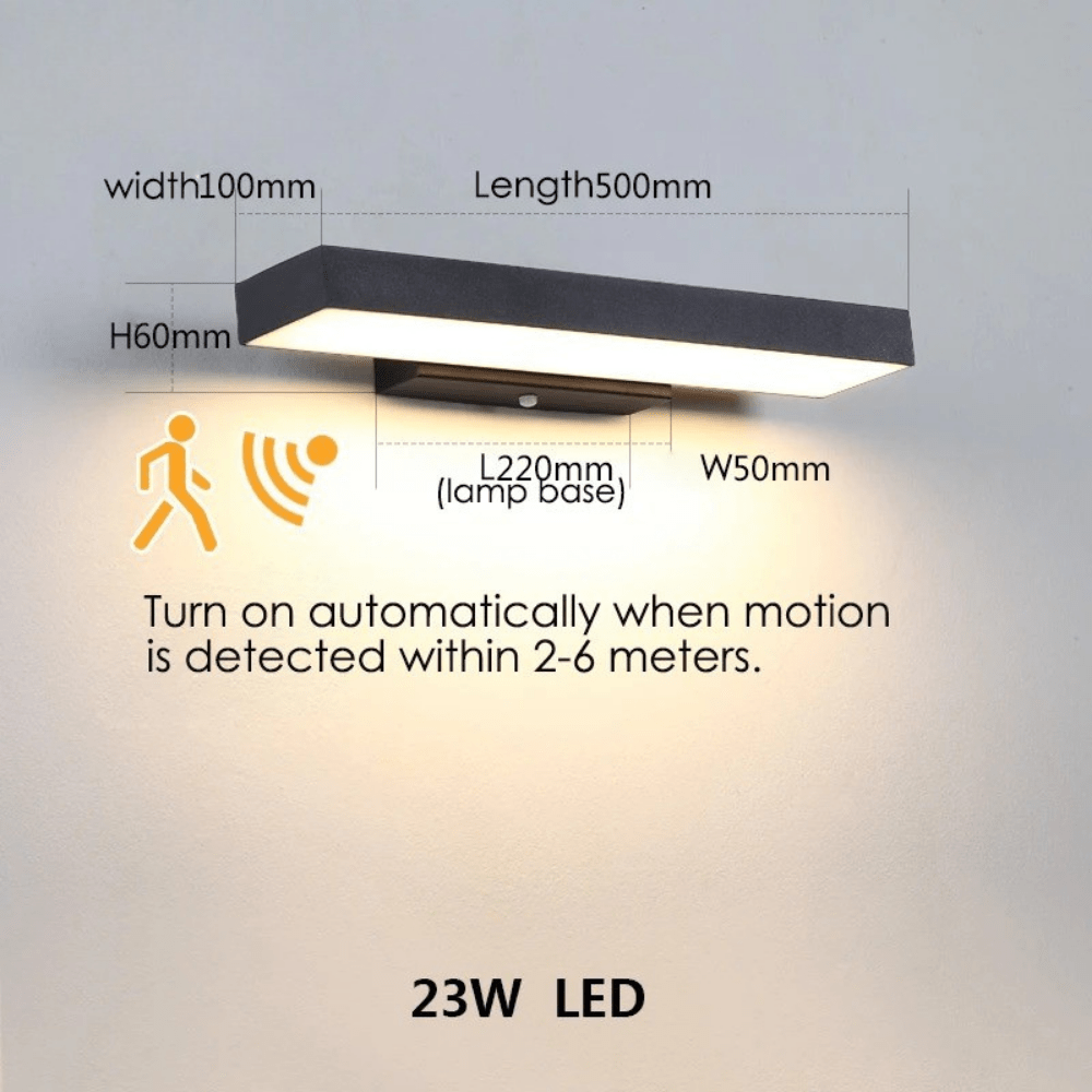 Moderna svarta LED utomhusvägglampor med rörelsesensor och skymning-till-gryning-funktion - Väderbeständig sconce för entré och garage Carvallo
