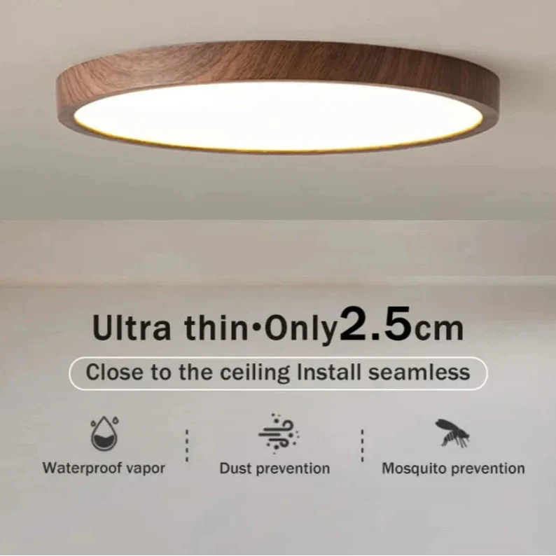 Modern Cirkulär Ultrathin Trä LED Taklampa Carvallo