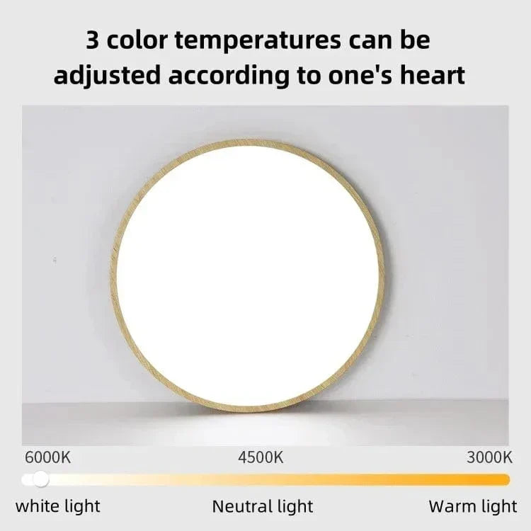 Modern Cirkulär Ultrathin Trä LED Taklampa Carvallo