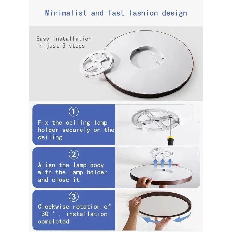 Modern Cirkulär Ultrathin Trä LED Taklampa Carvallo