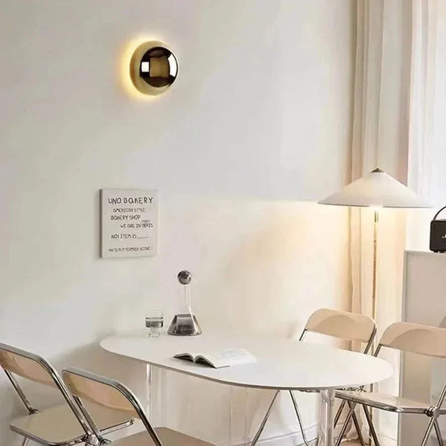 Modern Cirkulär Vägglampa - Hårdkopplad - Minimalistisk Design - Pläterad Silverfinish - Inomhusbruk - Idealiskt För Korridor Och Sängsidesbelysning Carvallo