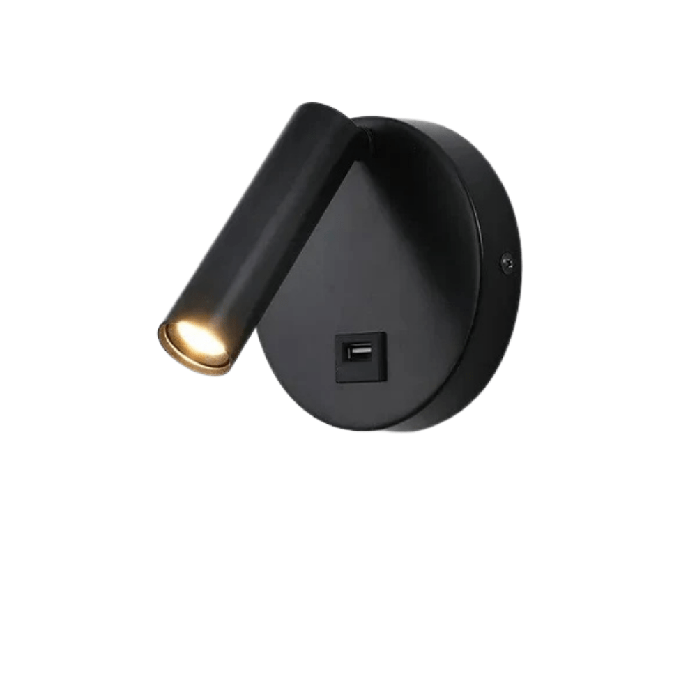 Modern LED Vägglampa Med Strömbrytare - Inomhus - Justerbar - USB Laddning - 350° Rotation - Svart/Koppar Finish Carvallo