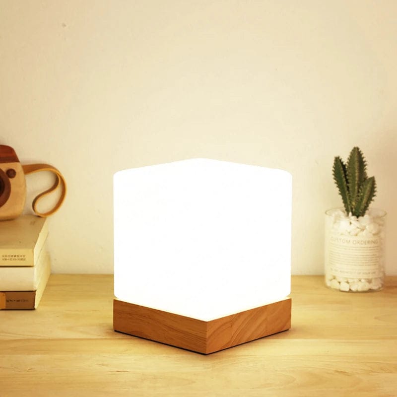 Modern Solid Wood Table Lamp – E27 Socket – Varm Vit – Elegant Design - Ideal För Sovrum - Vardagsrum - Sänglampor Carvallo