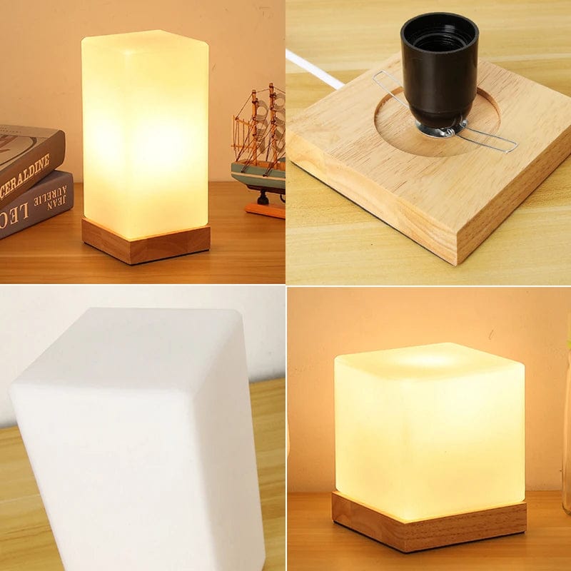 Modern Solid Wood Table Lamp – E27 Socket – Varm Vit – Elegant Design - Ideal För Sovrum - Vardagsrum - Sänglampor Carvallo