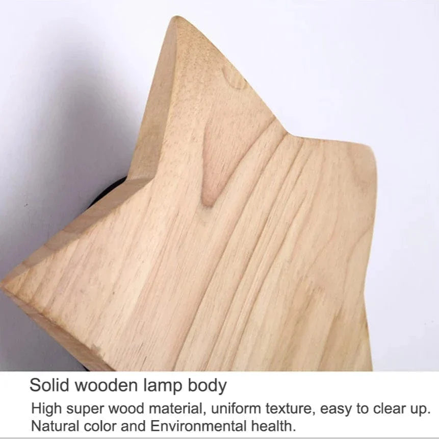 Modern Stjärnformad Vägglampa i Massivt Trä och Järn för Vardagsrum och Sovrum – E27 Vägglampor Inomhus Sconces Carvallo