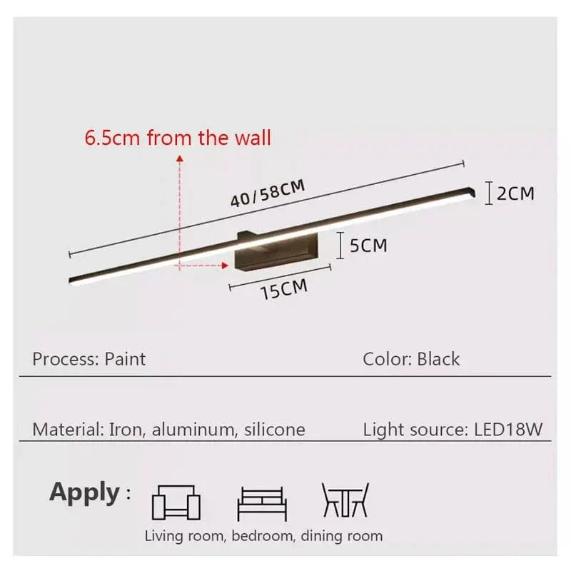 Modern Vattentät LED Badrums Vägglampa - Platt Design Vägglampa Belysning i Vit och Svart Carvallo