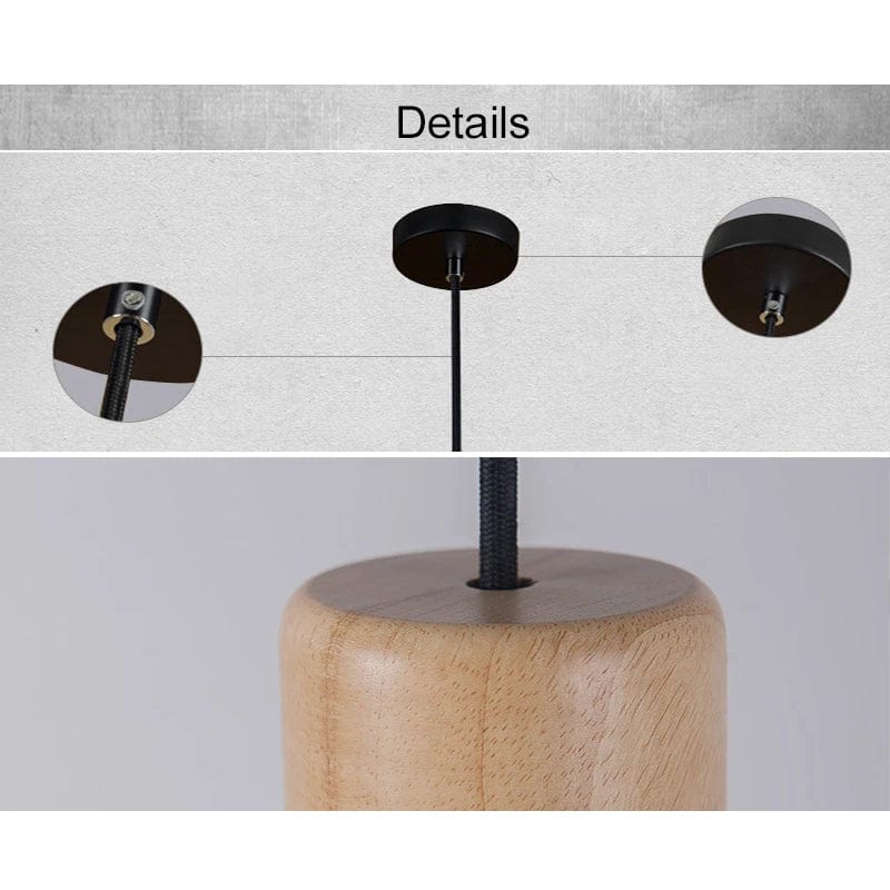 Nordisk LED Hänglampa – Inomhus Hängande Armatur – Cement-Trä Design - Justerbar Vajerlängd - Vintage Stil - E27 Fäste Carvallo