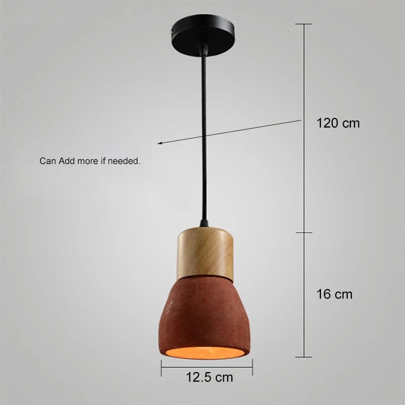 Nordisk LED Hänglampa – Inomhus Hängande Armatur – Cement-Trä Design - Justerbar Vajerlängd - Vintage Stil - E27 Fäste Carvallo