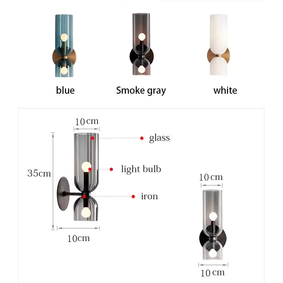Nordic Minimalist Glasvägglampa - Väggmonterad - E14 LED Ingår - Elektropolerad Koppar - Inomhusbruk - Finns i Mörkgrå, Vit, Blå Carvallo