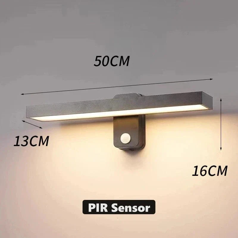 PIR Rörelsesensor Utomhus Vägglampa - Rotterbar Design - IP65 Vattentålig - Varm Vit - Justerbar Längd - Aluminium Och Glas Carvallo
