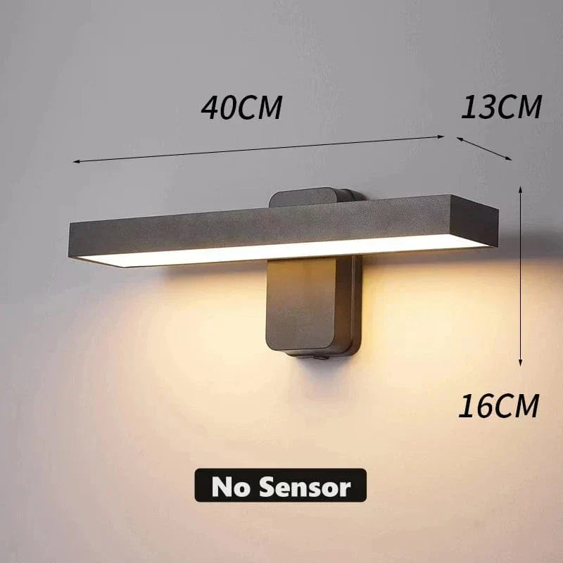 PIR Rörelsesensor Utomhus Vägglampa - Rotterbar Design - IP65 Vattentålig - Varm Vit - Justerbar Längd - Aluminium Och Glas Carvallo