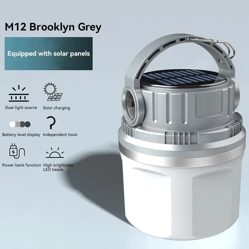 Bärbar LED Campinglampa - Solenergiladdad - Vattentålig - Kompakt design - Ideal för utomhusäventyr - Nödanvändning Carvallo